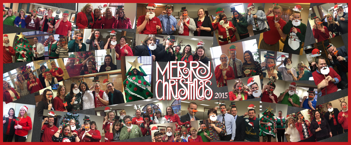 Collage of Bank of Washington employees dressed festively for the 2015 holidays